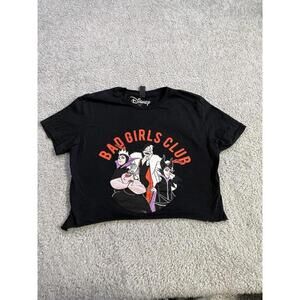 Disney Villains T-Shirt Womens Small Black Cropped Bad Girls Club Cartoon
